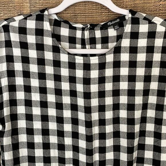 Madewell Button-Back Tie Tee in Buffalo Check White Black Size XXS - Picture 2 of 10